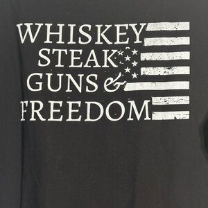 Whiskey Guns Steak Freedom Mens T-Shirt Size XL - Gift for Men